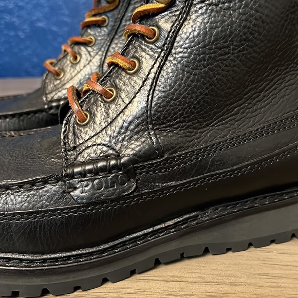 POLO RALPH LAUREN MEN’S WILINGCOTT BLACK LEATHER BOOTS 9D - Picture 3 of 16